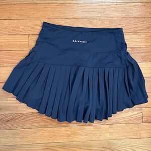 Goldhinge Women’s Dark Blue Teal Pleated Tennis Mini Golf Active Skirt Small